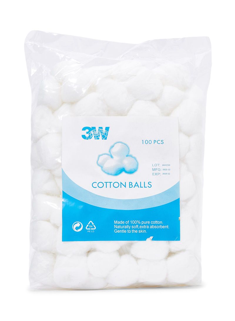 Cotton Balls Bag, 100 Pieces - Makkah Pharmacy