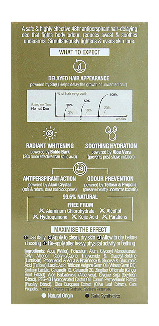 Beesline Apitherapy 48H Antiperspirant Whitening, Soothing & Hair Delaying Roll-On Deodorant for Sensitive Skin, 50ml - Makkah Pharmacy