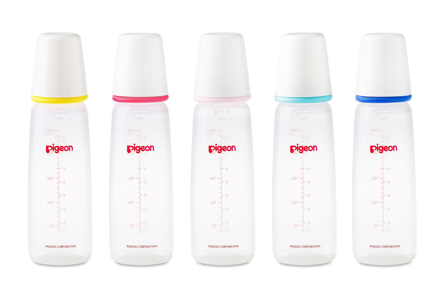 Pigeon Flexible White & Blue 240ml Medium Flow Plastic Feeding Bottle (4+ Months), 1 Piece