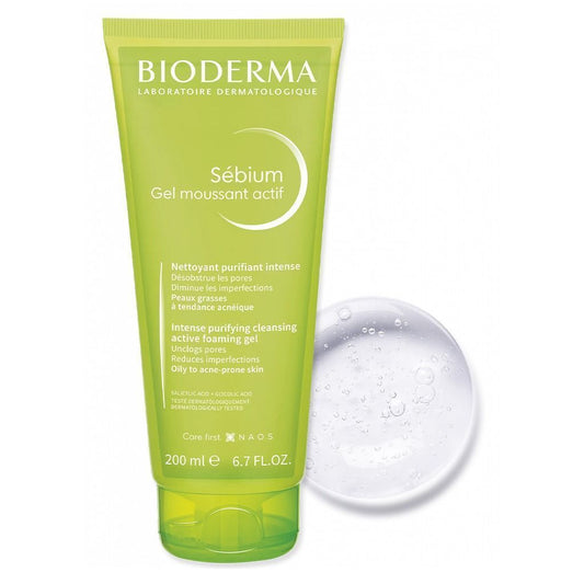 Bioderma Sedium Intense Purifying & Cleansing Active Foaming Gel with Salicylic & Glycolic Acid for Oily & Acne-Prone Skin, 200ml - Makkah Pharmacy