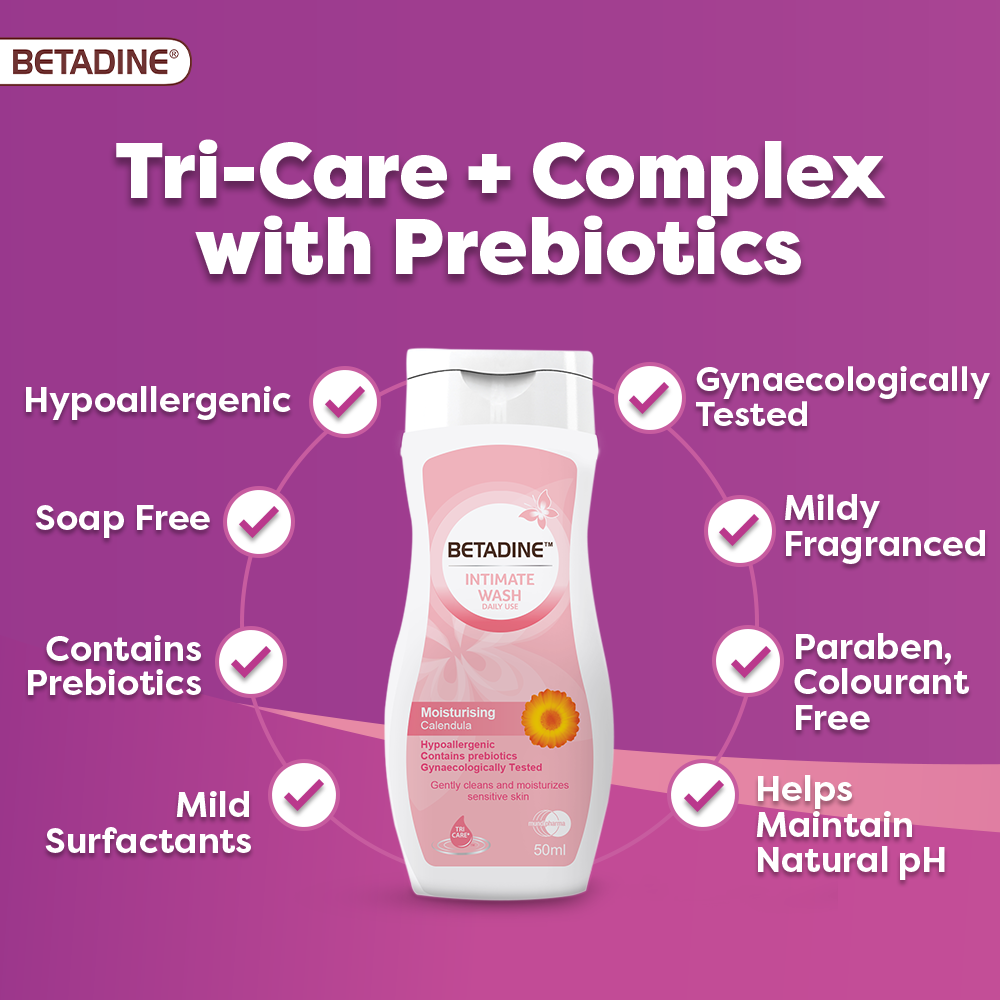 Betadine Moisturizing Liquid Intimate Wash with Calendula Extract, 50ml - Makkah Pharmacy