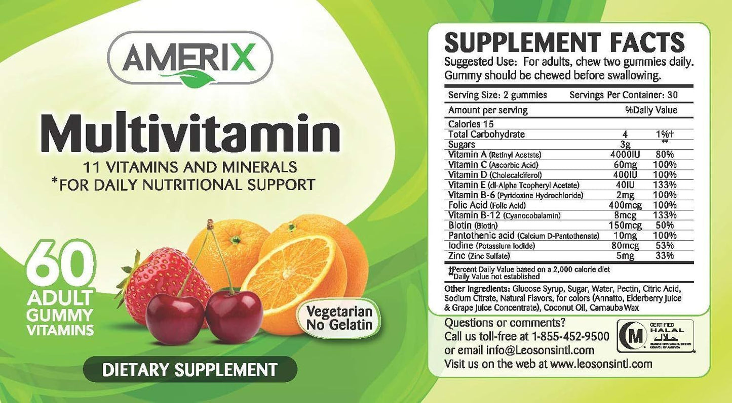Amerix Multivitamin & Mineral Gummy Supplements Fruit Flavor, 60 Pieces - Makkah Pharmacy