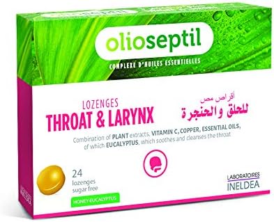 Olioseptil Lozenges Throat Larynx Honey Eucalyptus 24 Lozenges