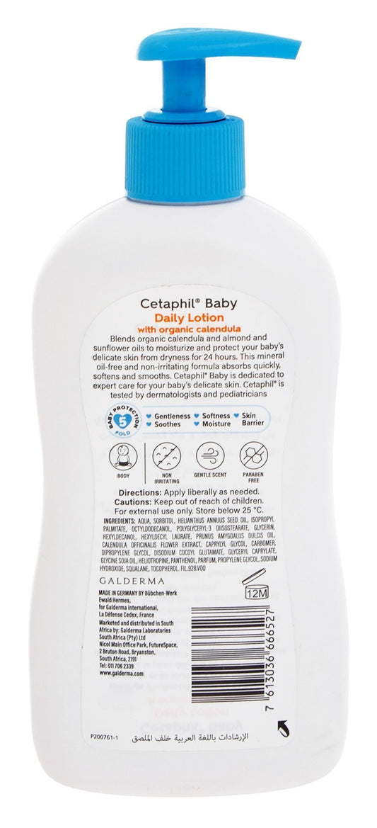 Cetaphil Baby Hypoallergenic Face & Body Daily Lotion with Organic Calendula, 400ml - Makkah Pharmacy