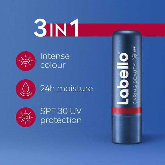 Labello Caring Beauty SPF 30 Lip & Cheek Balm - Red, 4.8g - Makkah Pharmacy