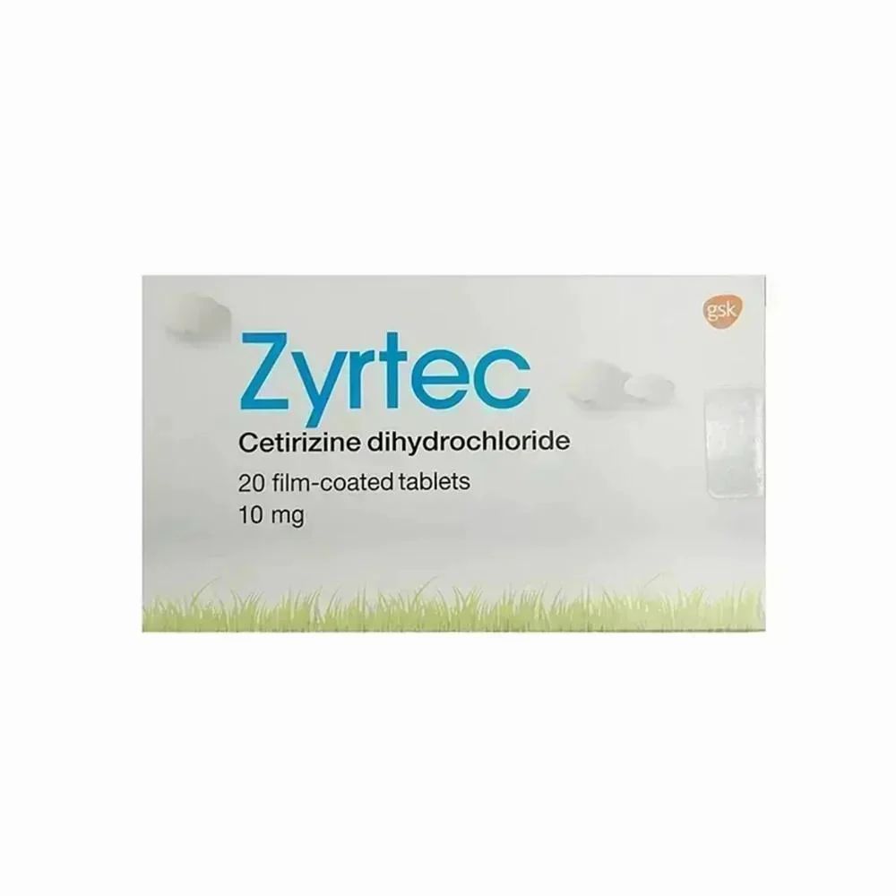 Zyrtec Cetirizine Dihydrochloride 20 Film - Coated Tablets, 10mg
