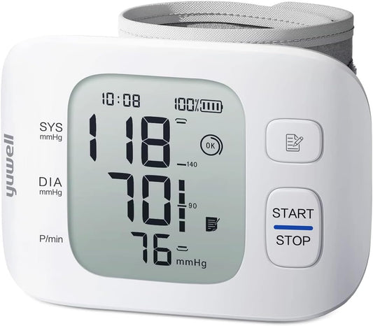 yuwell YE8800AR Rechargeable Wrist Blood Pressure Monitors for Home Use, Large Blood Pressure Cuff Wrist, Blood Pressure Machine with Irregular Heartbeat, Including Travel Case & USB Cable