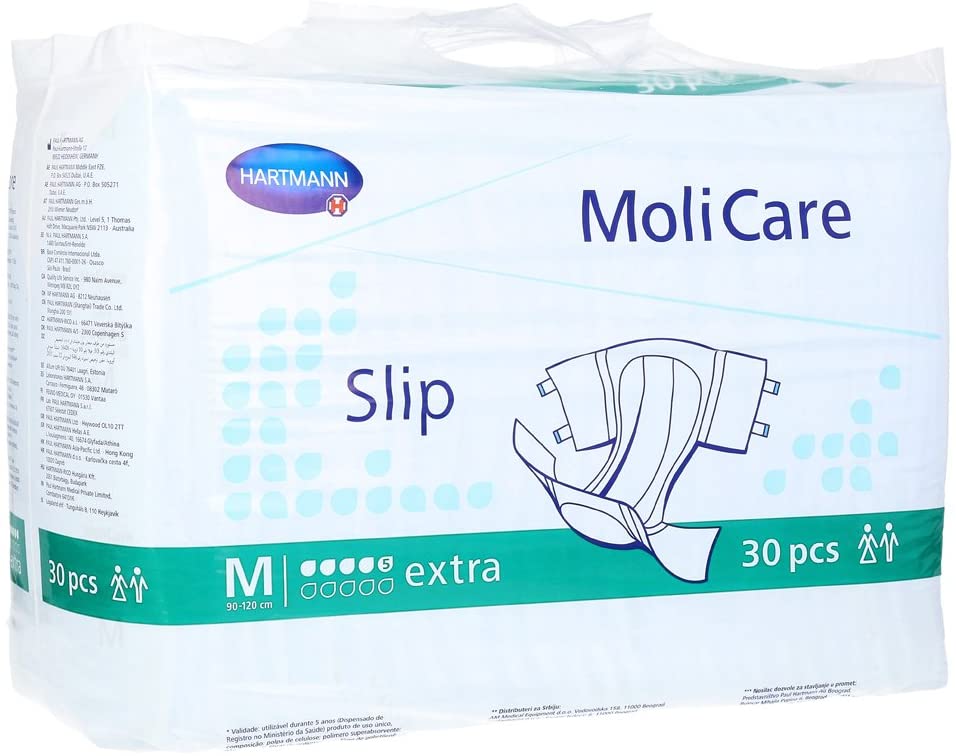 Molicare Adult Diapers 30 Pieces, Green Slip On, Medium