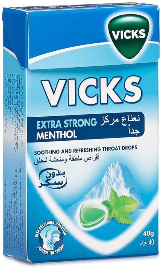 Vicks Soothing And Refreshing Extra Strong Menthol Throat Drops 40 g - Makkah Pharmacy