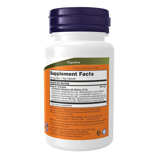 Now Probiotic-10 Healthy Intestinal Flora Support Supplement, 50 Capsules - Makkah Pharmacy