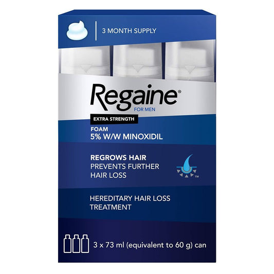 Regaine For Men Extra Strength 5% Minoxidil Hair Loss Treatment Foam, 3x73ml - Makkah Pharmacy