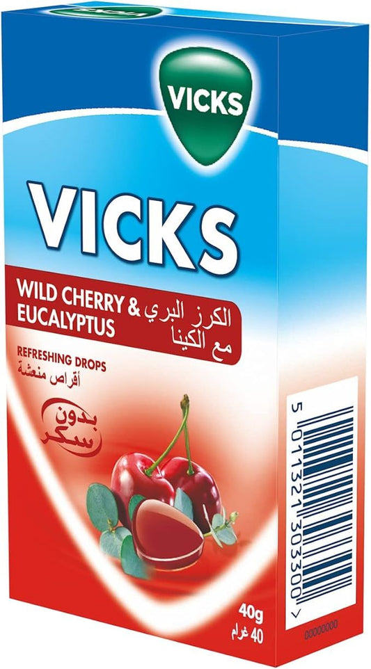 Vicks Lozenges Wild Cherry & Eucalyptus 40 g - Makkah Pharmacy
