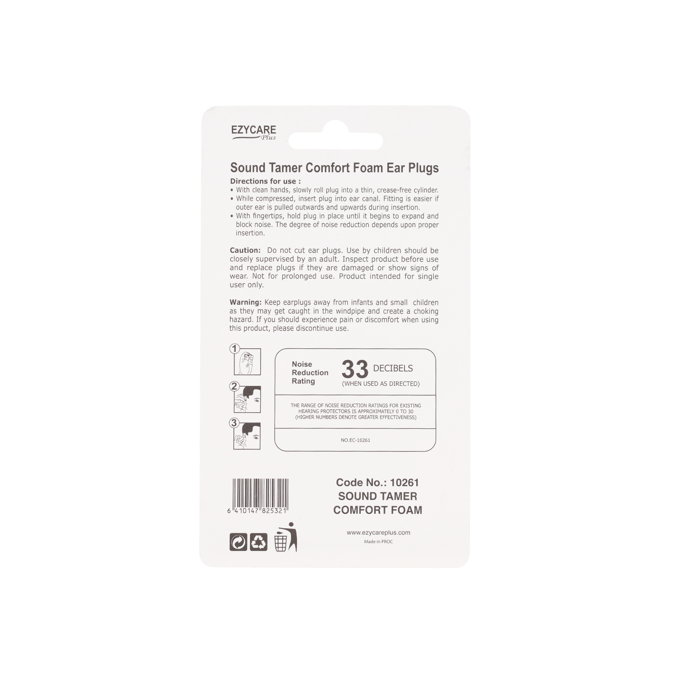 Ezycare Sound Tamer Comfort Foam Ear Plugs 8 Pieces - Makkah Pharmacy