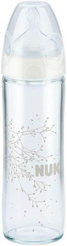 Nuk Classic White 240ml Medium Flow Glass Nursing Bottle (0-6 Months), 1 Piece - Makkah Pharmacy