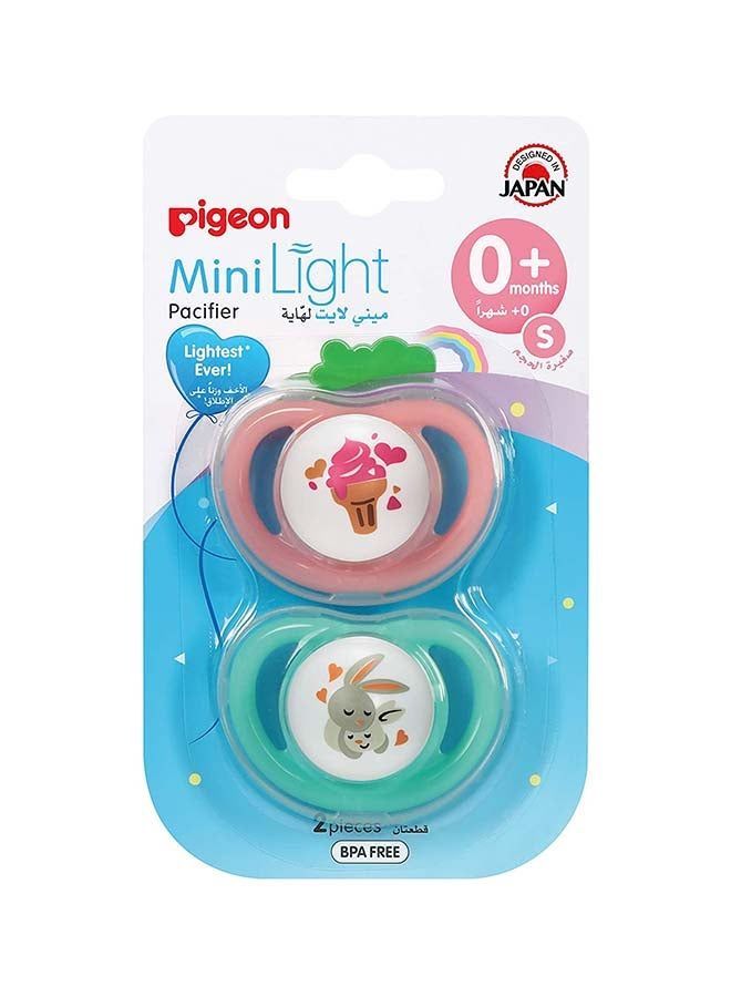 Pigeon Mini Light Small Pink & Green Pacifiers (0+ Months), 2 Pieces - Makkah Pharmacy