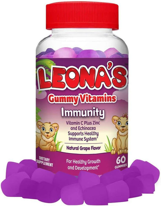 Leona'S Vitamin C Plus Zinc Immunity Dietary Supplement Grape Flavor - Vegetarian, Gelatin Free, No Preservatives Added 60 Gummies - Makkah Pharmacy