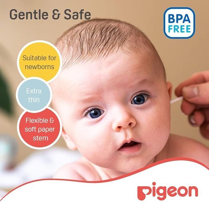 Pigeon Baby Cotton Swabs (0+ Months), 100 Pieces