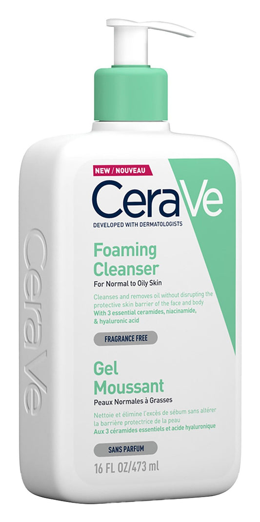 CeraVe Hypoallergenic Foaming Face & Body Cleanser with Ceramide, Niacinamide & Hyaluronic Acid, 473ml - Makkah Pharmacy