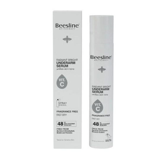 Beesline Radiant Bright 48H Antiperspirant Deodorant Underarm Serum Spray with Vitamin C for Sensitive Skin, 150ml - Makkah Pharmacy