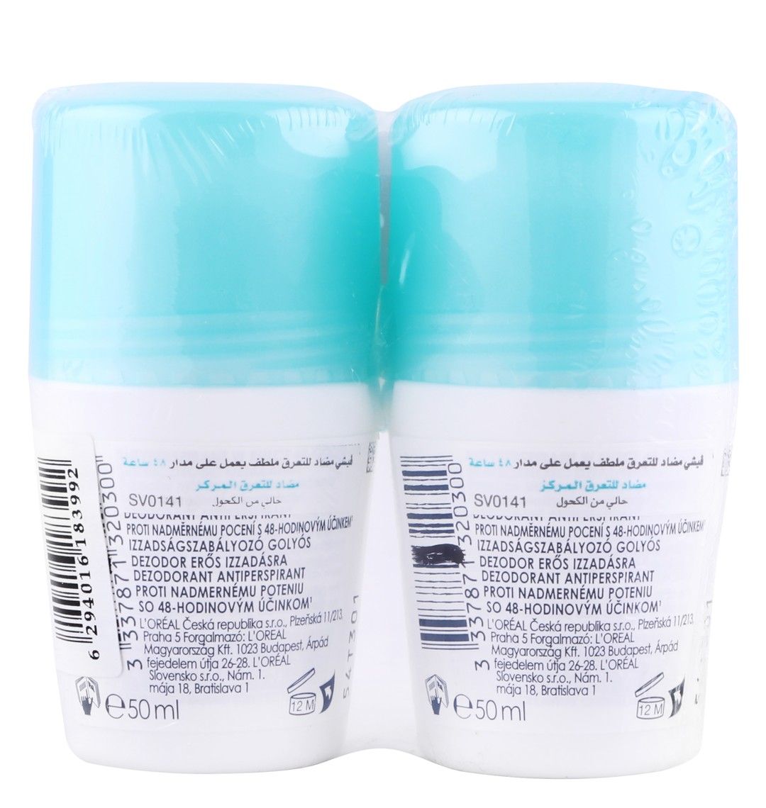 Vichy Antiperspirant Roll-On Deodorant for Sensitive Skin, 2x50ml - Makkah Pharmacy