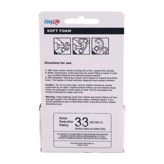 Easy Life Soft Foam Ear Plugs with Case NRR 33, 1 Pair - Makkah Pharmacy