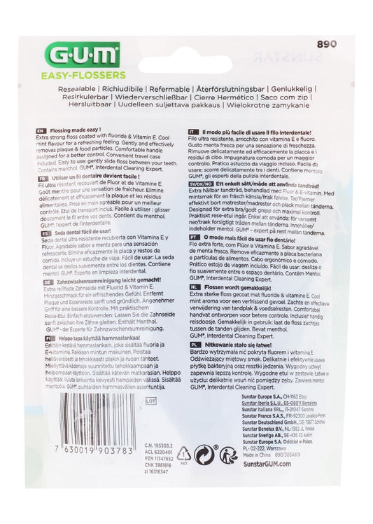 GUM Easy Flossers Cool Mint Flavor with Vitamin E & Fluoride, 30 Pieces - Makkah Pharmacy