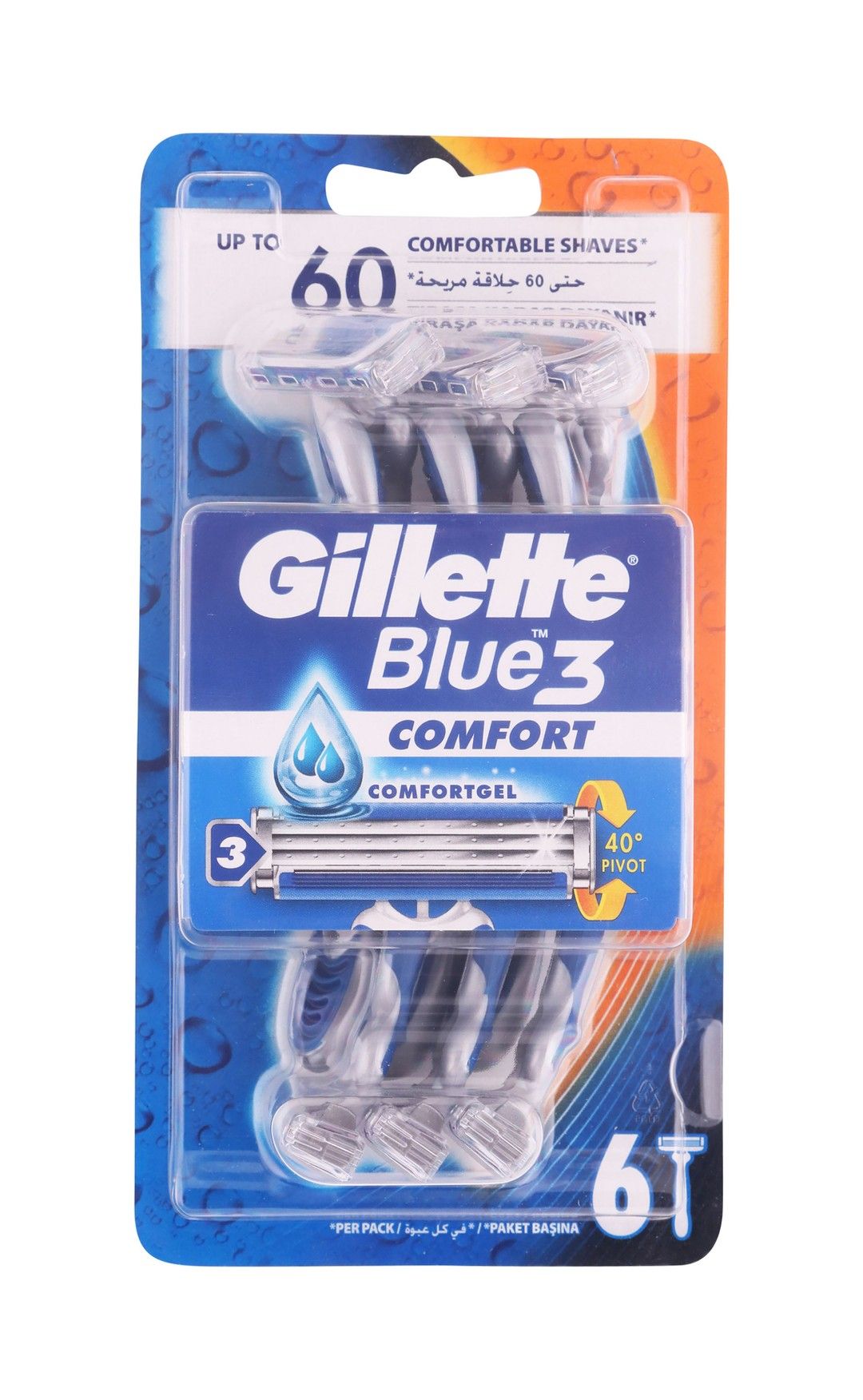 Gillette Blue 3 Comfort Razors, 6 Pieces - Makkah Pharmacy