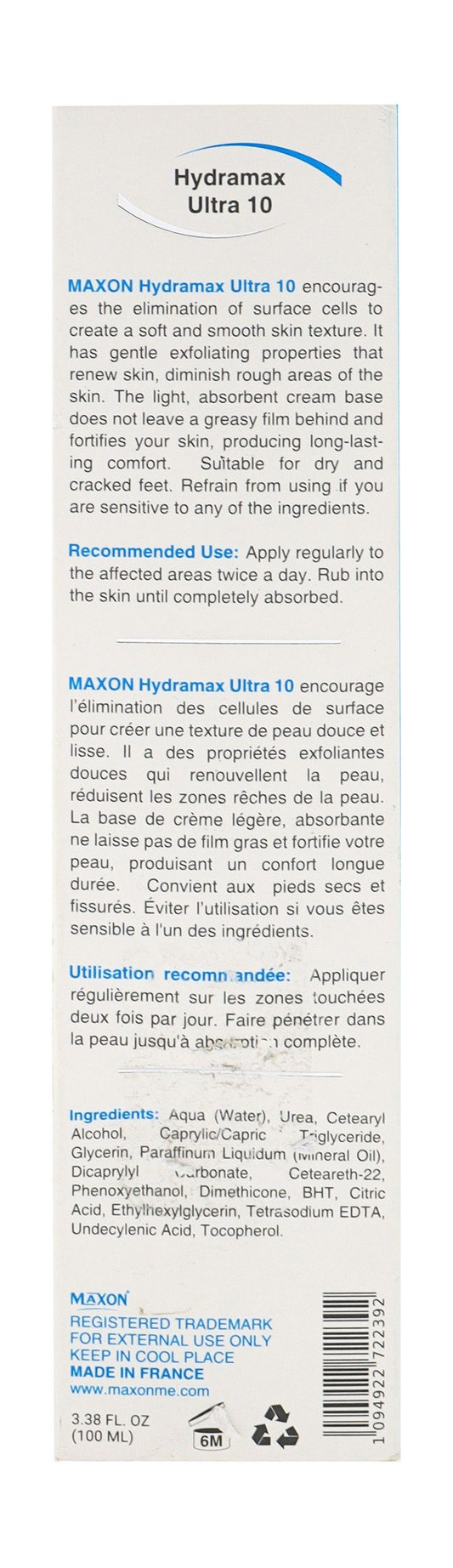 Maxon Hydramax Ultra 10 Moisturizing Cream For Cracked Rough, Dry & Scaly Skin 100 Ml - Makkah Pharmacy