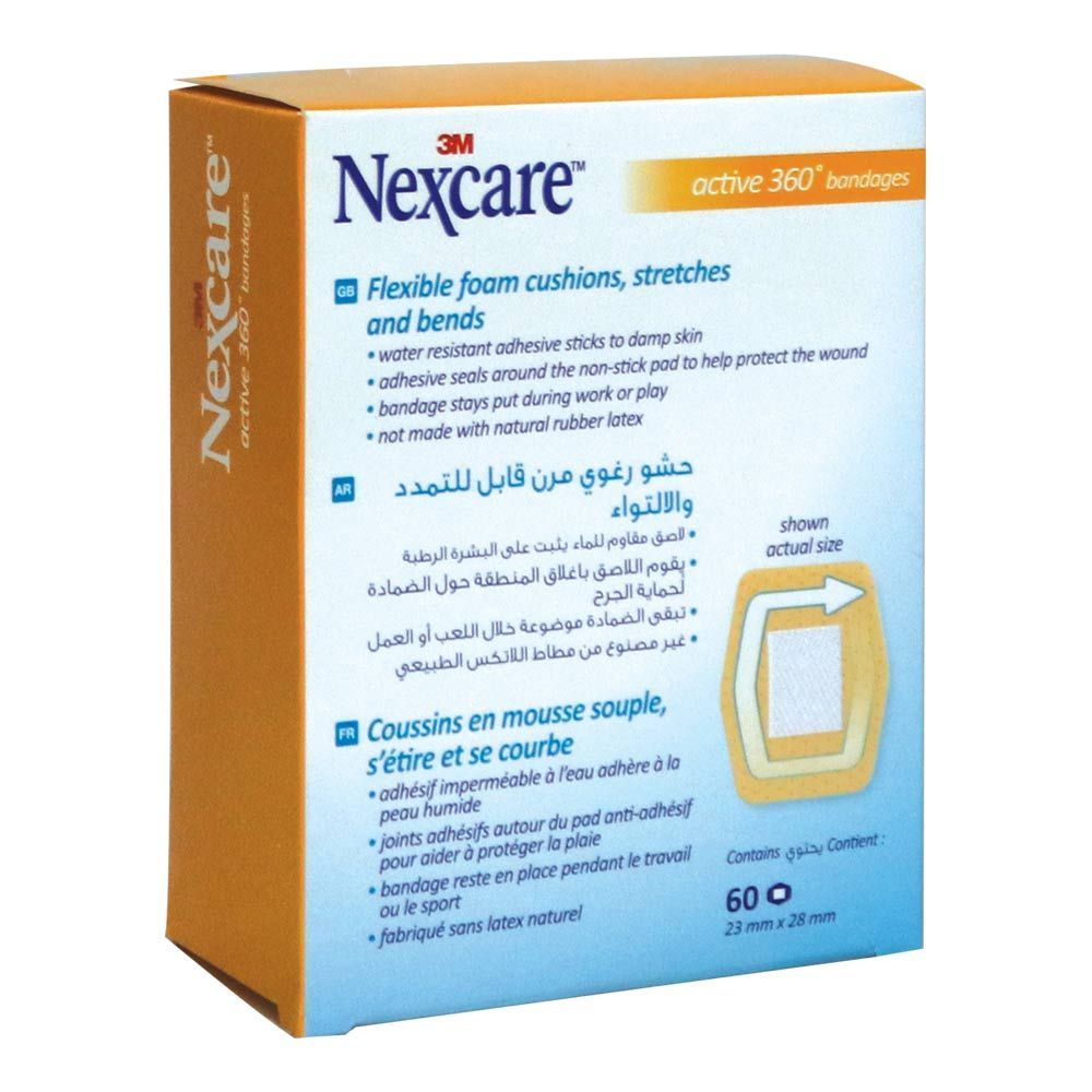 Nexcare Active 360 Degree Bandages (23x28mm), 60 Pieces - Makkah Pharmacy