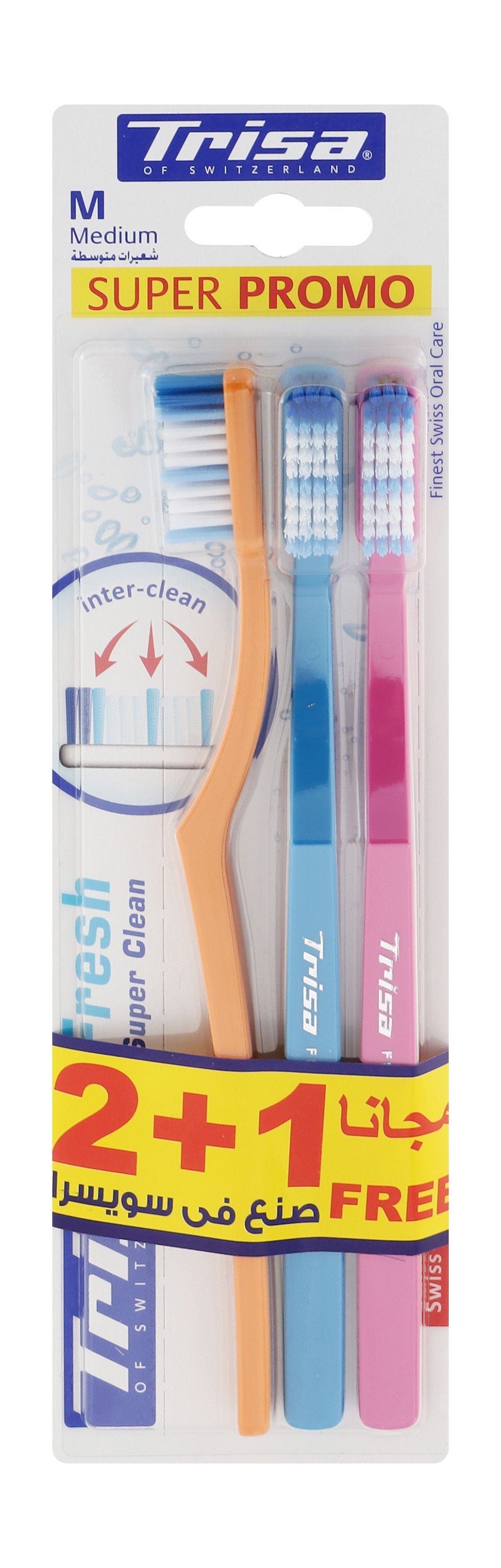 Trisa Fresh Super Clean Med 2+1 7610 - Makkah Pharmacy