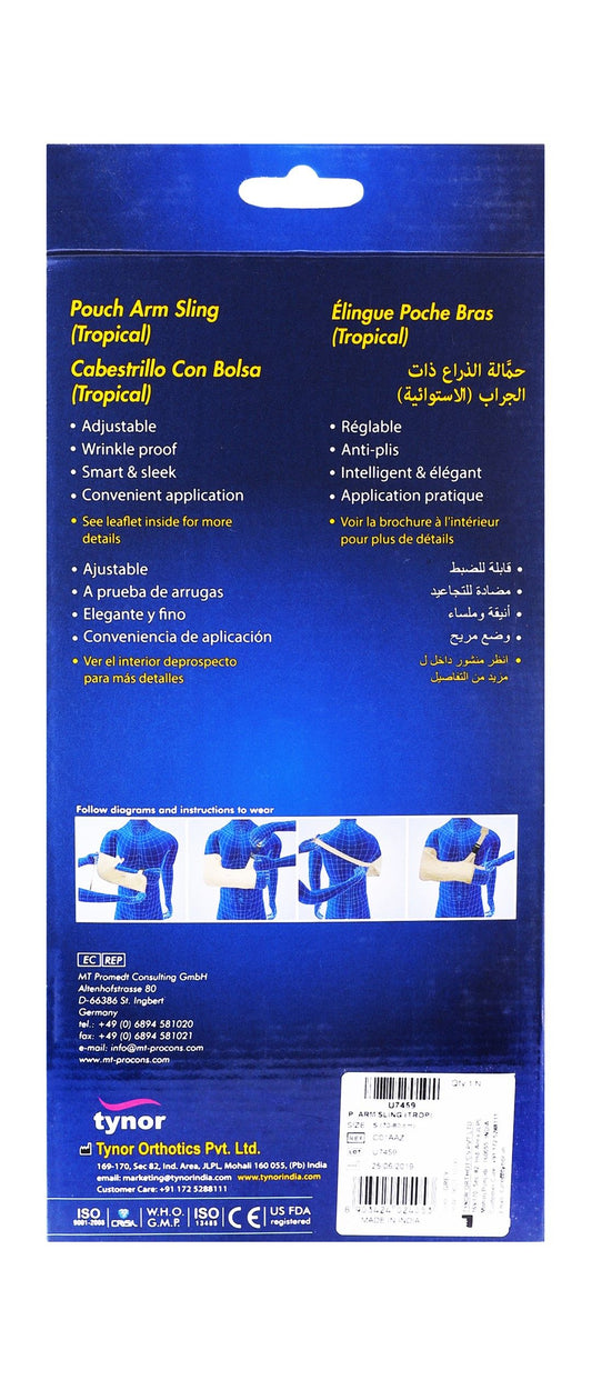 Tynor C-01 Small Tropical Pouch Arm Sling (70-80cm), 1 Piece - Makkah Pharmacy