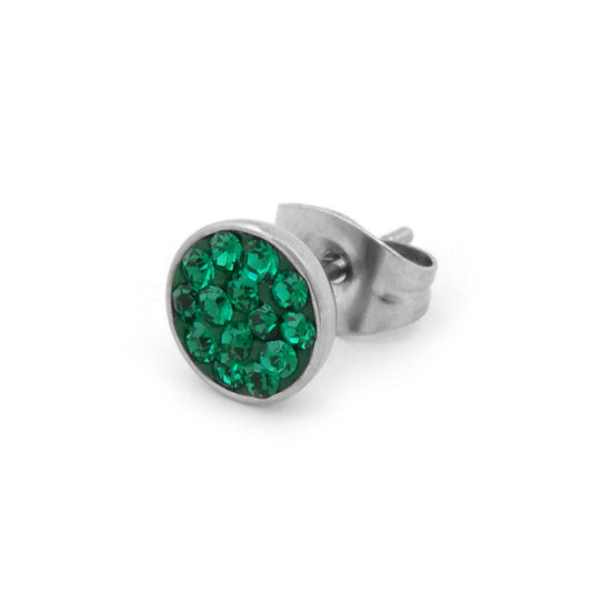 C-bo Mini Series Hypoallergenic Sterile Green Zirconia Stainless Steel Stud Earrings, 1 Pair - Makkah Pharmacy