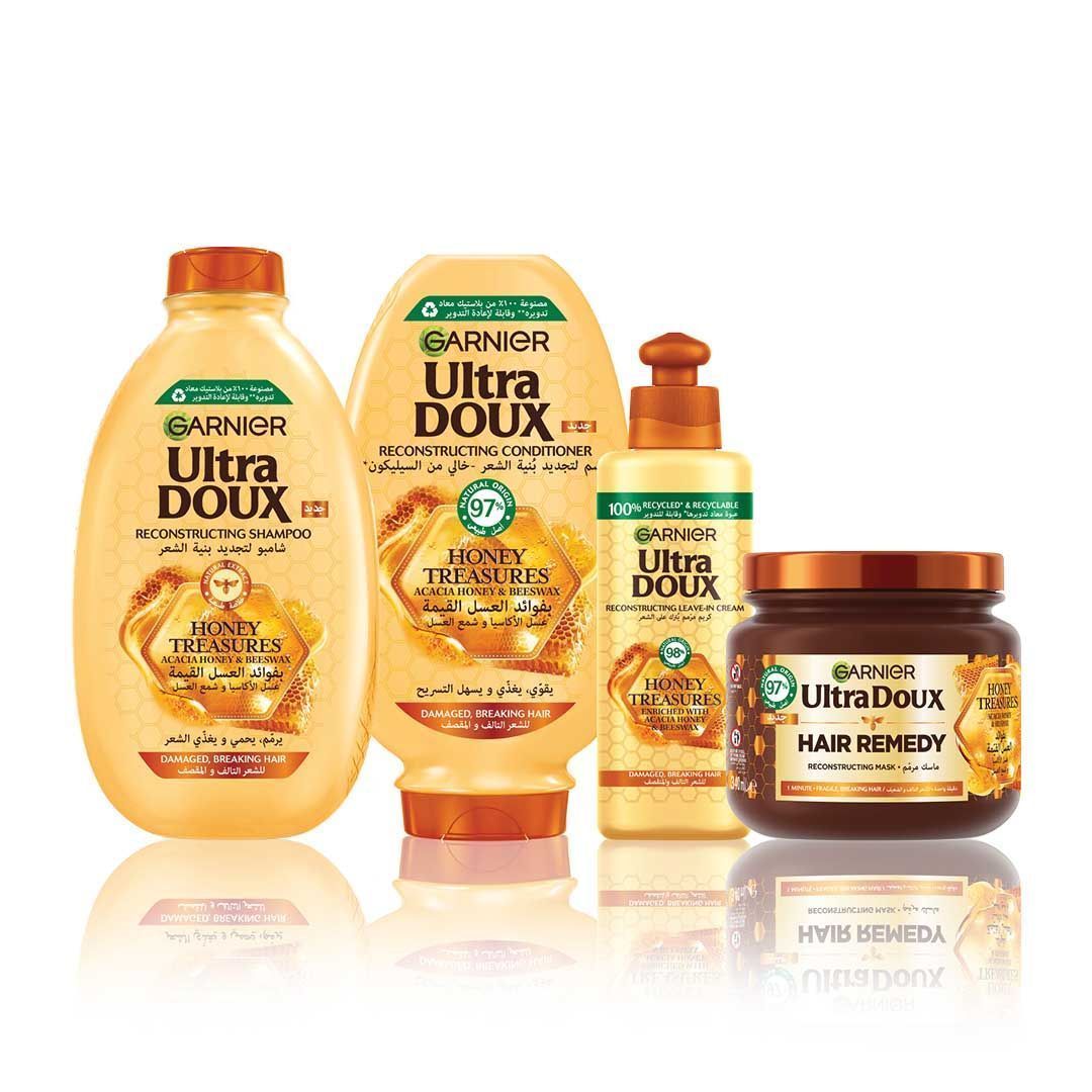 Garnier Ultra Doux Reconstructing Shampoo with Honey Treasures for Fragile & Damaged Hair, 400ml - Makkah Pharmacy