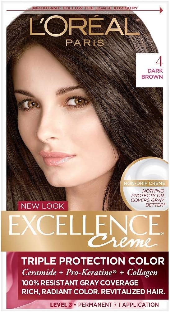 L'Oreal Paris Excellence Creme Permanent Hair Color, 4 Dark Brown