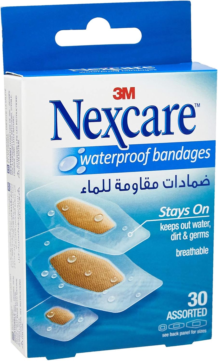 3M Nexcare 588-30D Waterproof Bandages, Assorted, 30S