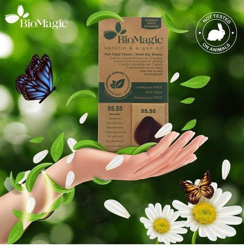 BioMagic Organic Hair Color Cream with Keratin & Argan Oil Light Natural Golden Brown 5.03, 1 Pack - Makkah Pharmacy