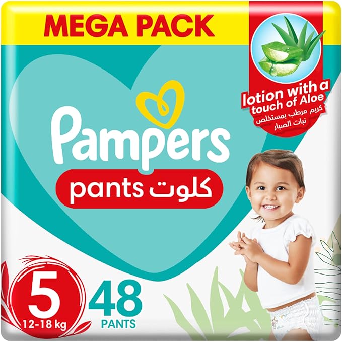 Pampers Rash Protection Diaper Pants with Aloe Vera Lotion Size 5 12-18kg Mega Pack 48 Pants