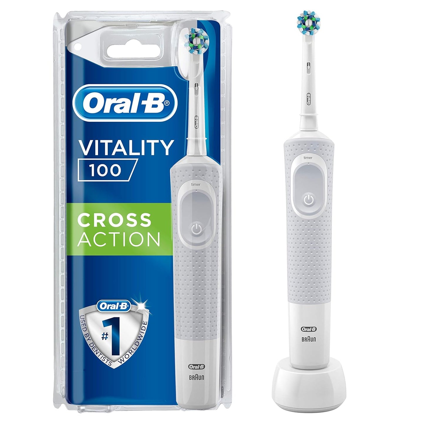Oral B Vitality 100 White Criss Cross Electric Rechargeable Toothbrush Powered By Braun