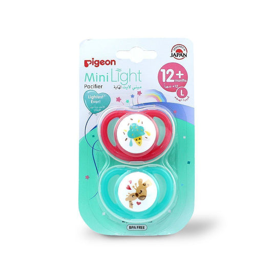 Pigeon Mini Light Large Green & Red Pacifiers (12+ Months), 2 Pieces - Makkah Pharmacy