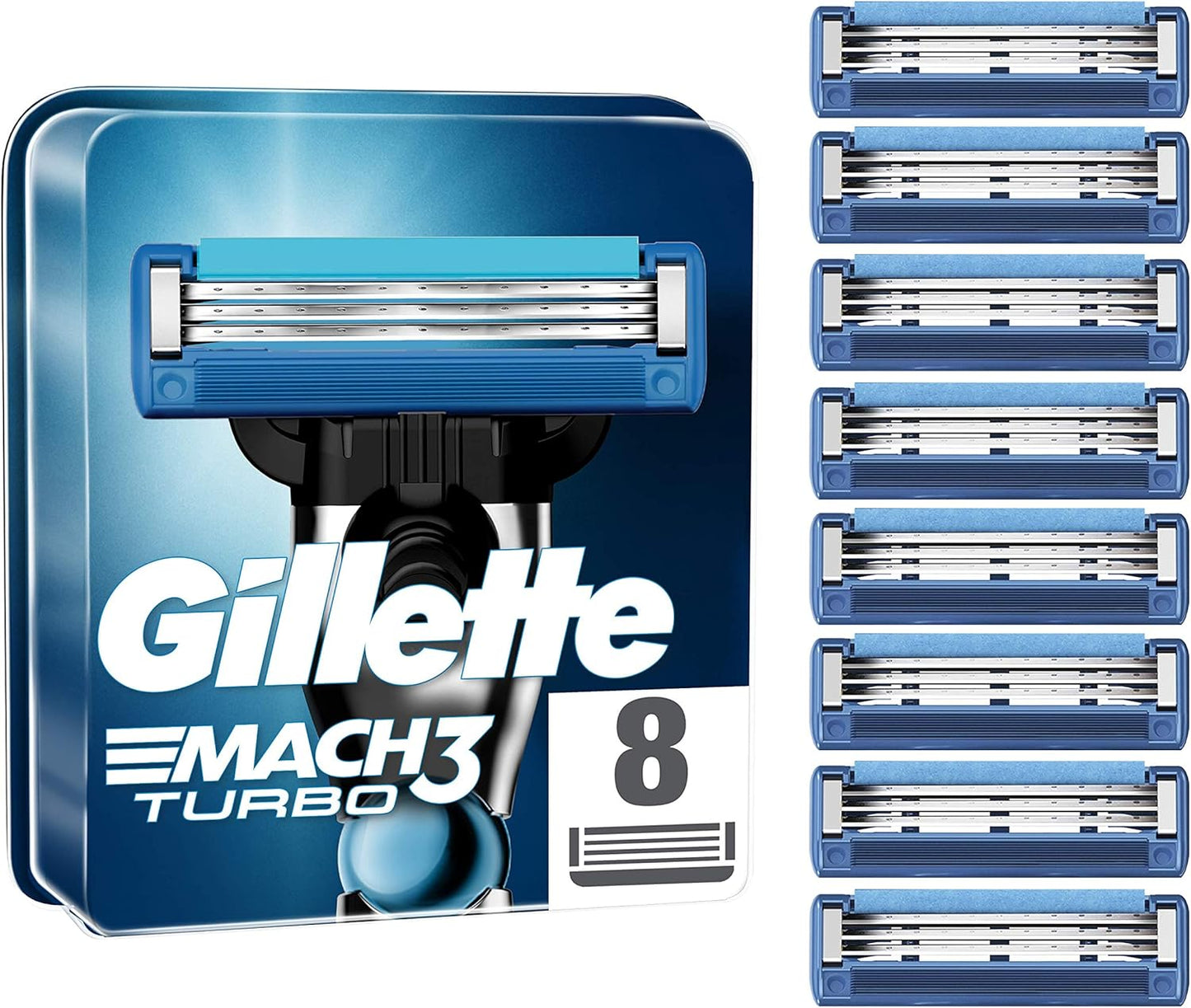Gillette Mach3 Turbo Men'S Razor Blade Refills, 8 Count