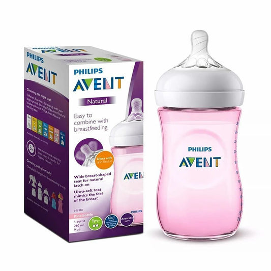 Philips Avent Natural Pink 260ml Nursing Bottle (1+ Months), 1 Piece - Makkah Pharmacy