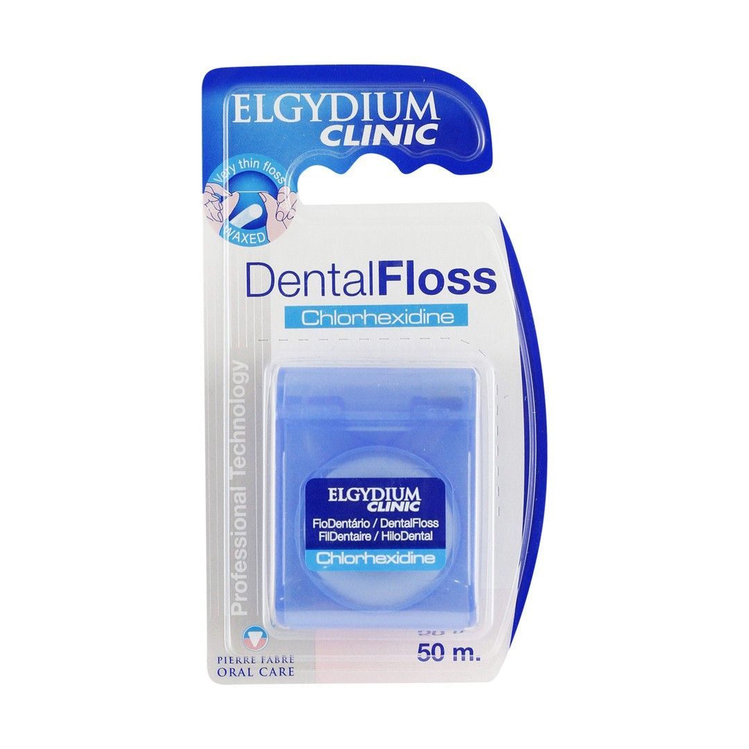 Elgydium Clinic 50m Waxed Dental Floss with Chlorhexidine, 1 Piece - Makkah Pharmacy