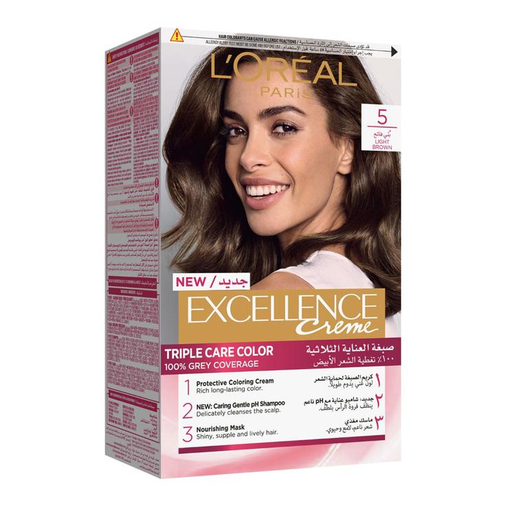 L'Oreal Paris Excellence Creme Permanent Hair Color, 5 Light Brown