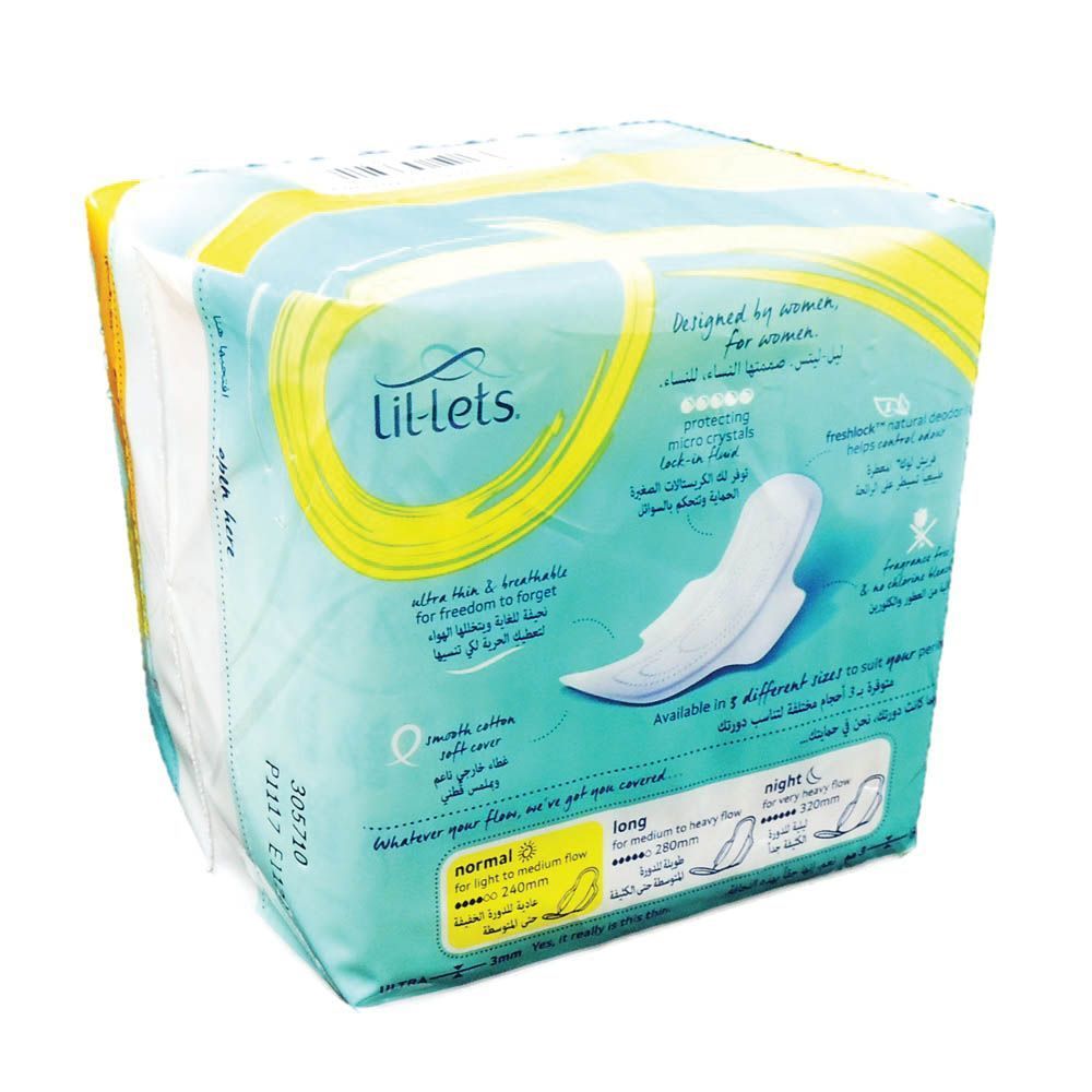 Lil-Lets Freshlock Normal Ultra Thin Pads with Wings & Natural Deodoriser, 14 Pieces - Makkah Pharmacy