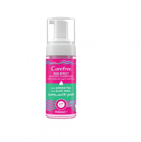 Carefree Daily Intimate Cleansing Mousse Duo Effect With Green Tea And Aloe Vera 150Ml