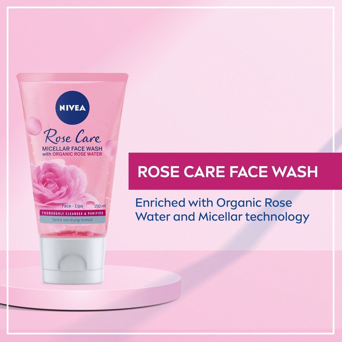 Nivea Face Wash Micellar Rose Care with Organic Rose Water All Skin Types, 150ml - Makkah Pharmacy
