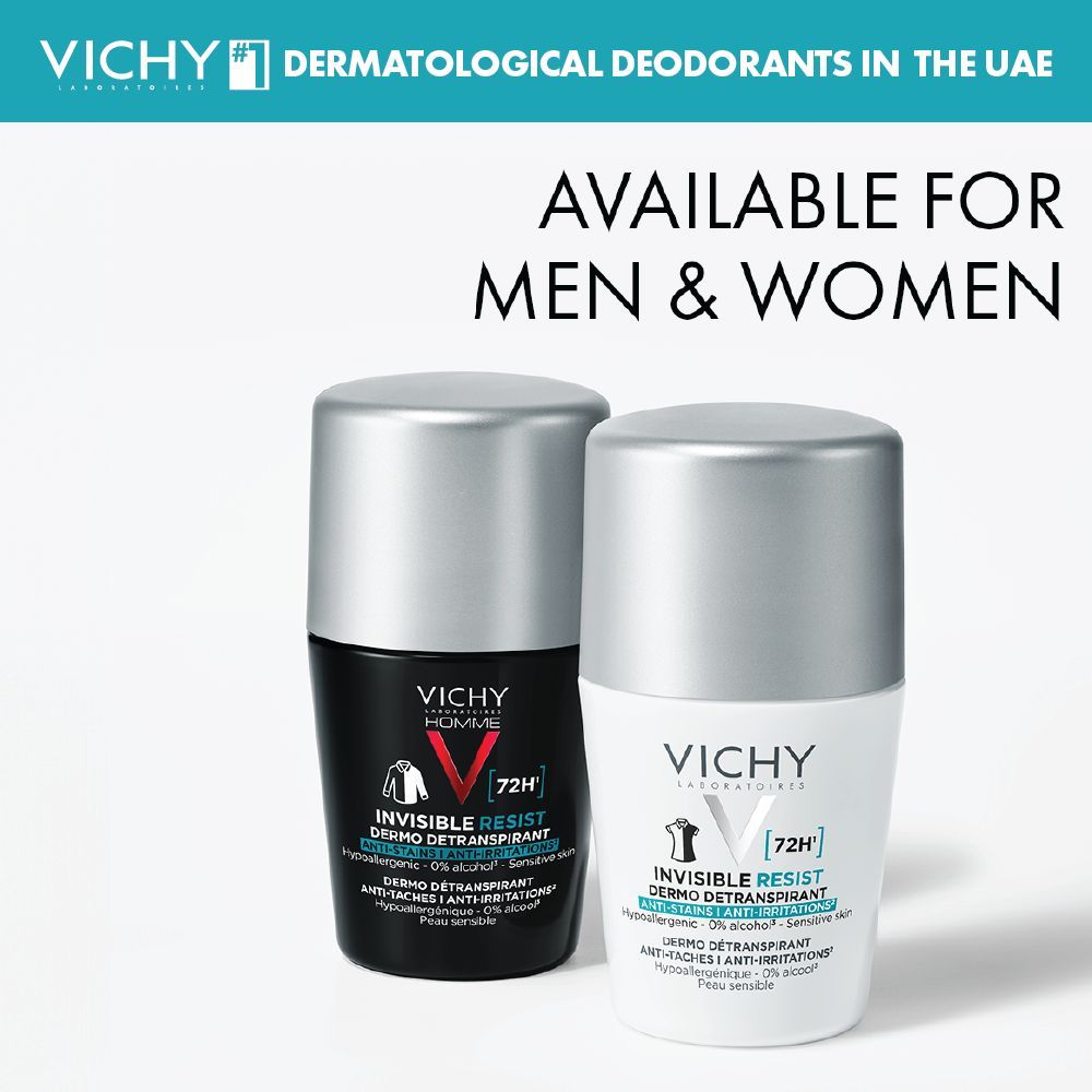 Vichy 72 Hours Invisible Resist Deodorant for Men, 50ml - Makkah Pharmacy