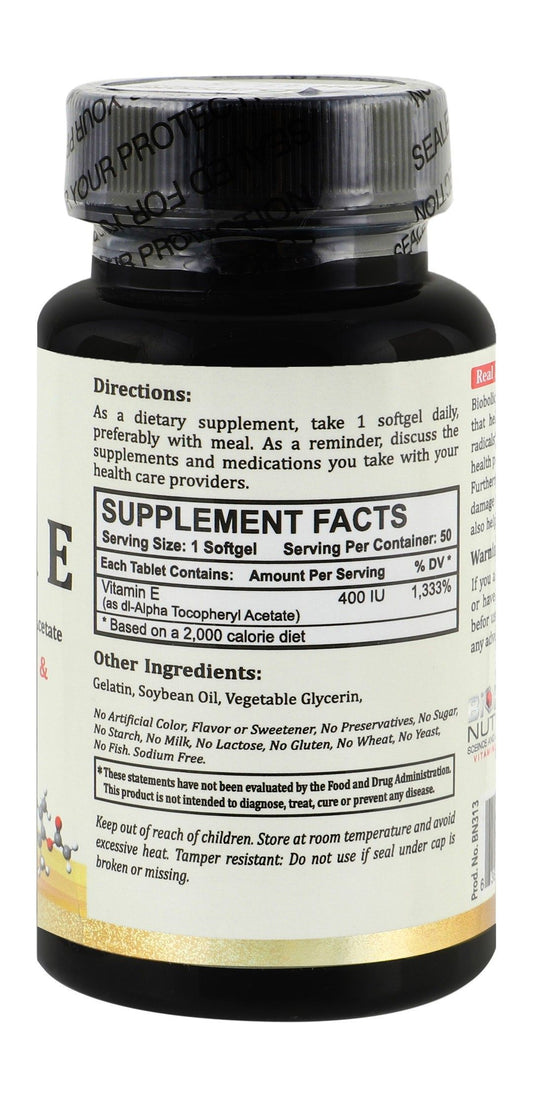 Biobolics Nutrition 400 IU Vitamin E Immune System & Heart Support Supplement, 50 softgels - Makkah Pharmacy