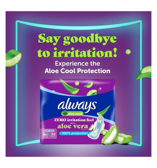 Always Zero Irritation Maxi Thick Large Pads with Wings, 10 Pieces - Makkah Pharmacy