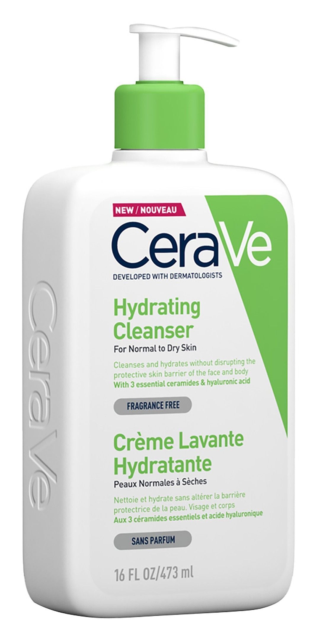 CeraVe Hypoallergenic Hydrating Face & Body Cleanser with Ceramides & Hyaluronic Acid, 473ml - Makkah Pharmacy